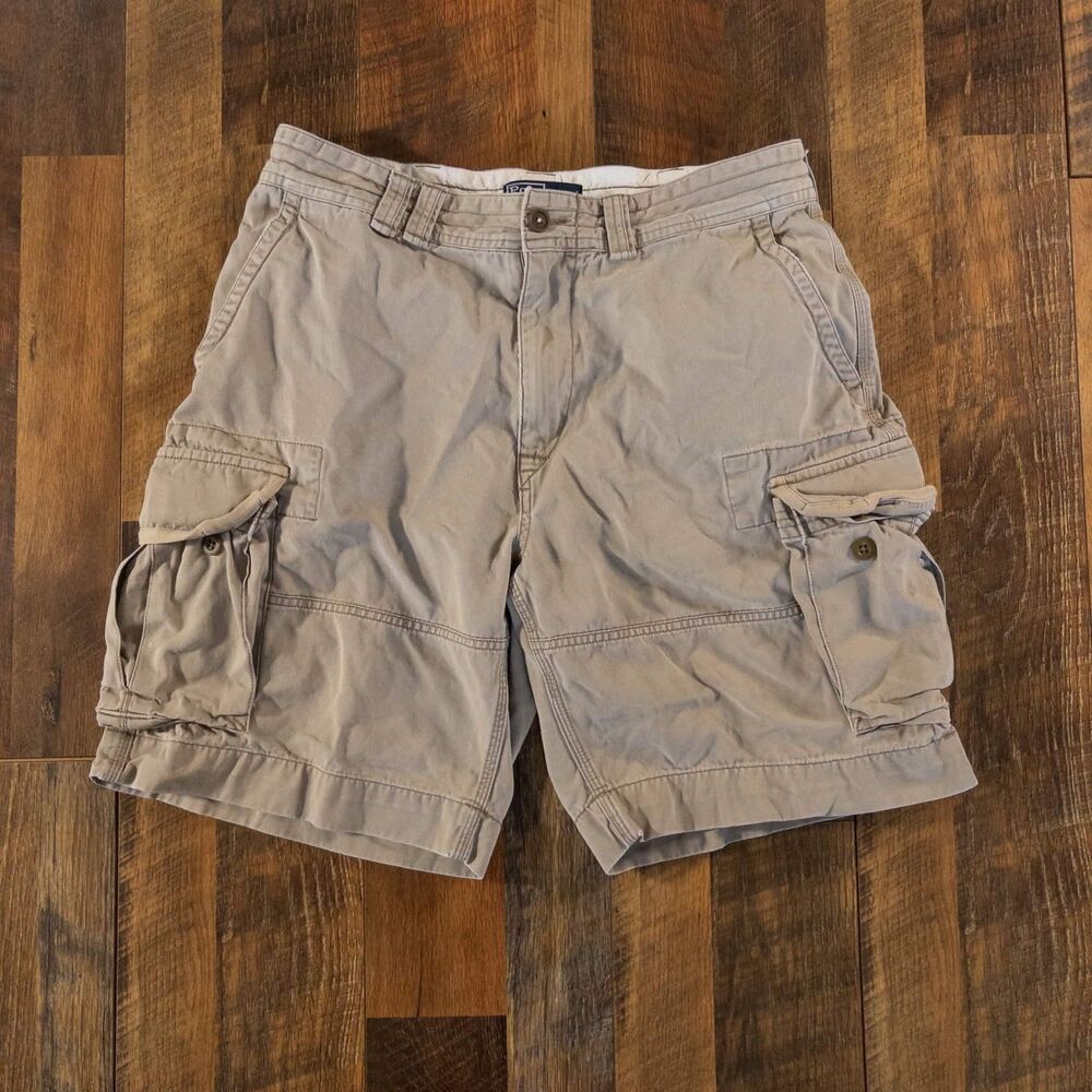 Polo Ralph Lauren Cargo Shorts Mens W35 Khaki Classic Fit Cotton Chino Y2K